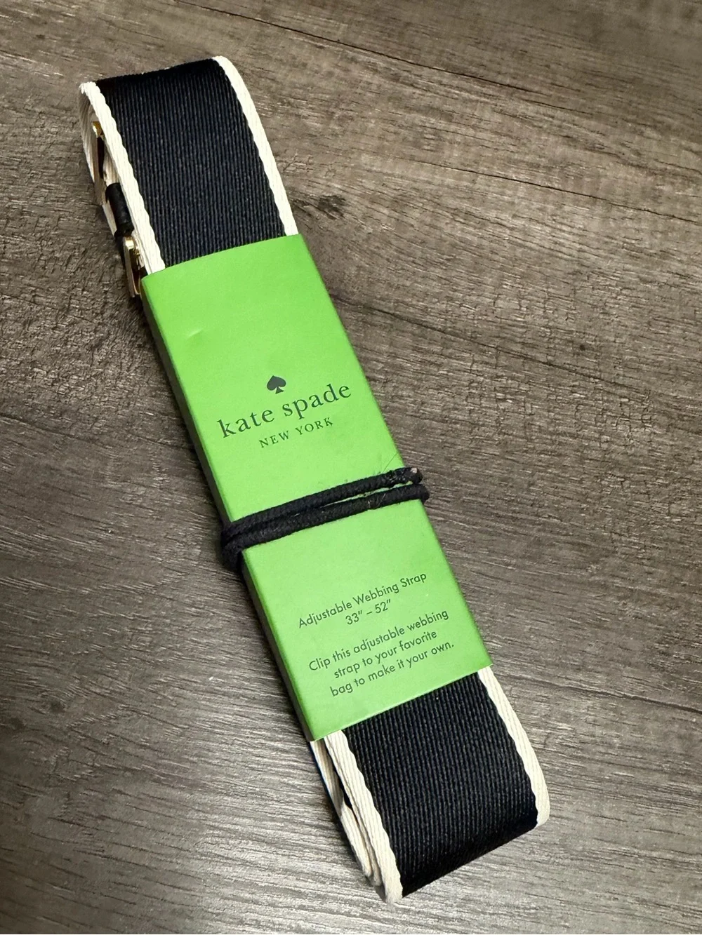 kate spade Black and Cream Webbing Laptop Bag Strap - Picture 1 of 7